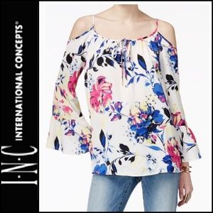 New INC Cold Shoulder Bell Sleeve Top 68% OFF